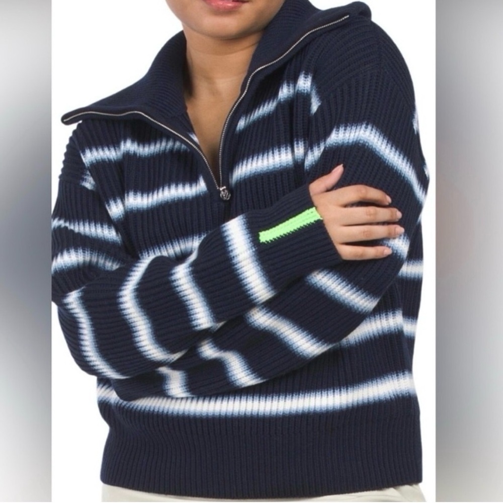 G/Fore Womens Gradient Stripe Funnel Neck Wool Quarter Zip Sweater-Small-EUC